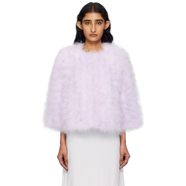  Yves Salomon Pink Short Feather Jacket 