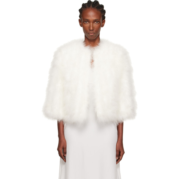 Yves Salomon White Short Feather Jacket 
