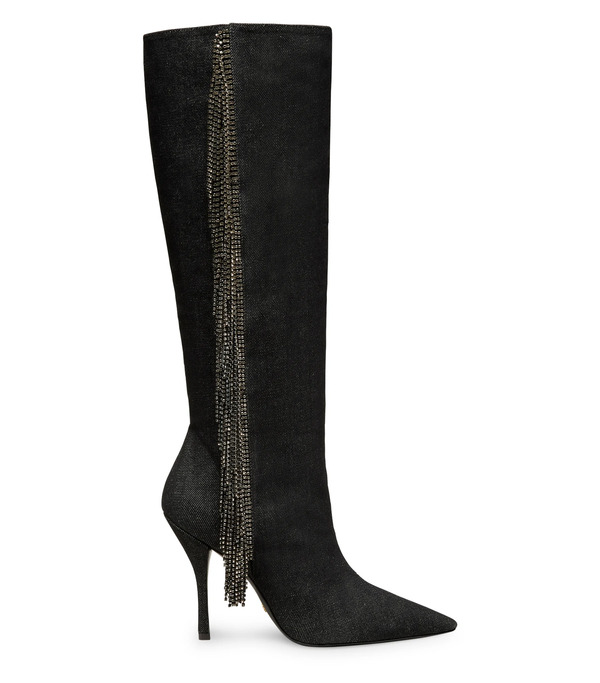  Stuart Weitzman Crystal Fringe Boot - Woman  Black 37 