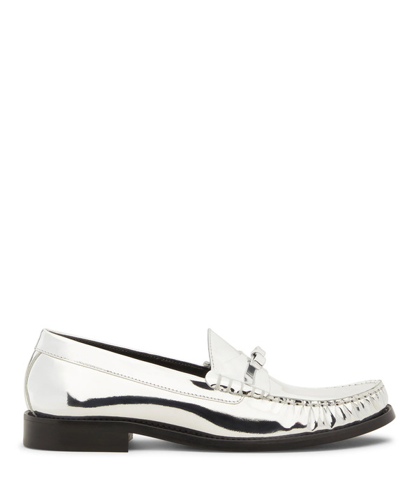  Stuart Weitzman Lottie Bow Loafer - Woman  Silver 37 
