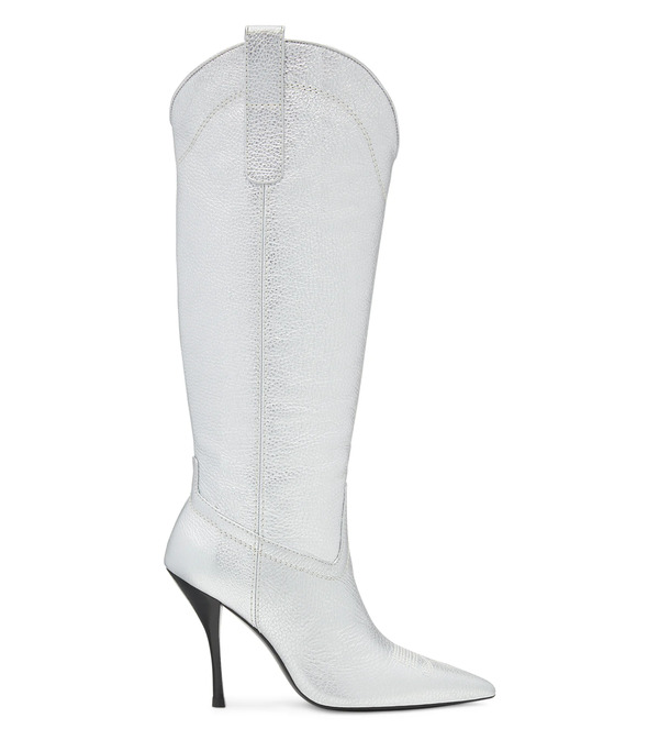  Stuart Weitzman Outwest 100 Boot - Woman  Silver 38.5 