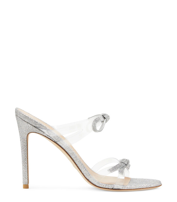  Stuart Weitzman Sw Bow 100 Slide - Woman Sandals And Wedges Crystal 36.5 