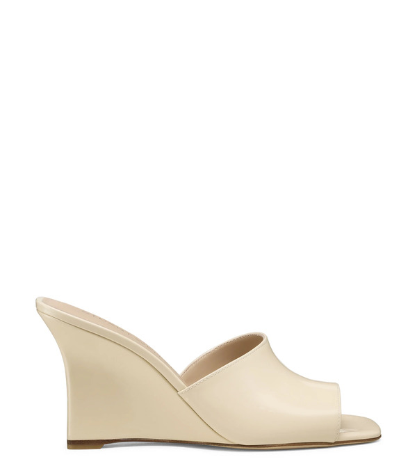  Stuart Weitzman Vinnie Wedge Mule 85 - Woman Wedges And Espadrilles Linen 41 
