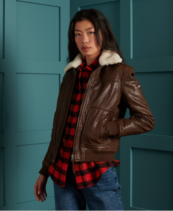  Superdry Aviator Flight Leather Jacket 