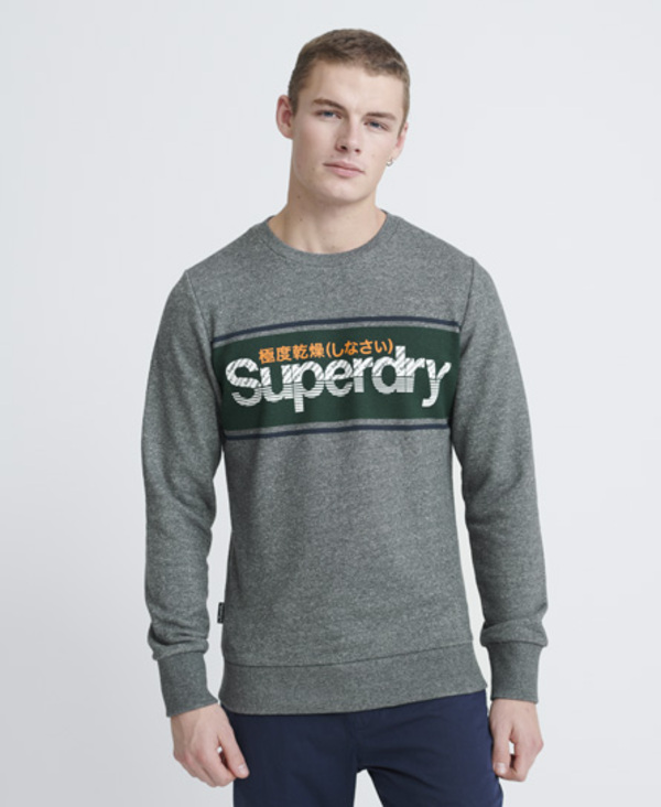  Superdry Core Logo Stripe Loopback Crew Sweatshirt 