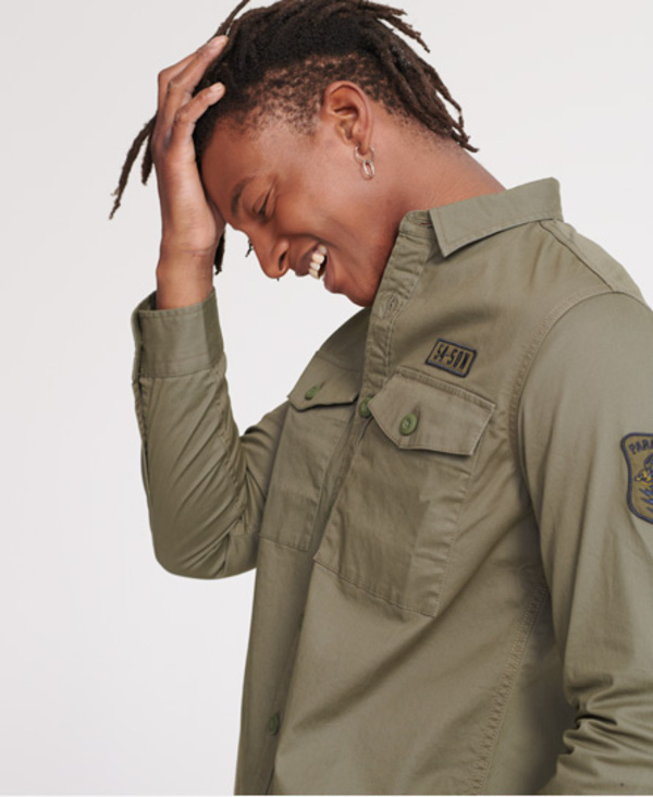  Superdry Core Military Patched Long Sleeved Shirt 