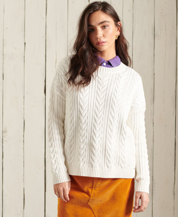  Superdry Dropped Shoulder Cable Crew Neck Jumper 
