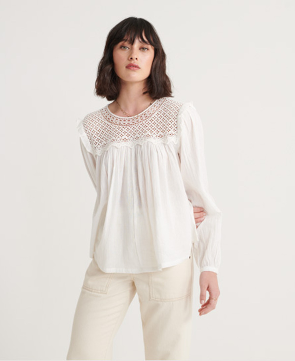 Superdry Ellison Lace Long Sleeve Top 