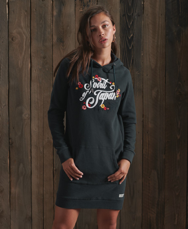  Superdry Folk Floral Hooded Sweat Dress 