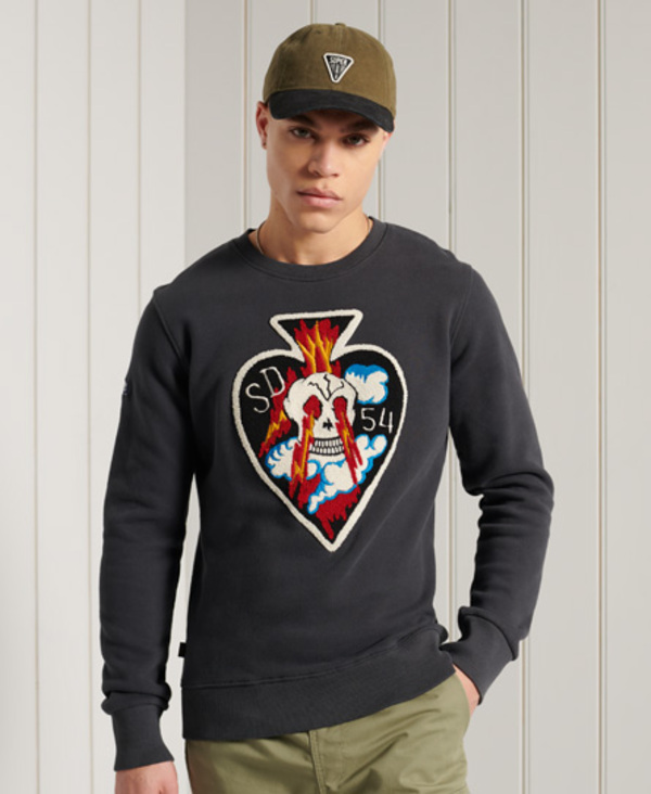  Superdry Limited Edition Chenille Patch Crew Sweatshirt 