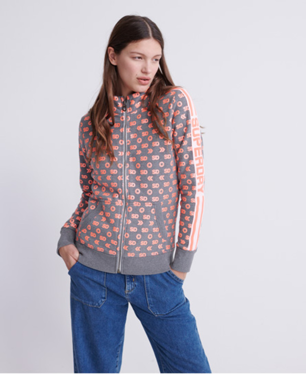  Superdry Modern Coral Label Monogram Funnel Track Top 
