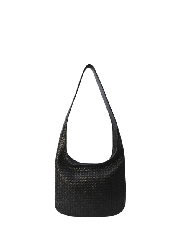  Bottega Veneta Bottega Veneta Barided Leather Shoulder Bag 