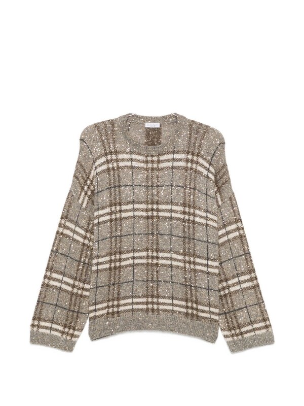  Brunello Cucinelli Brunello Cucinelli Check Crewneck Sweater 