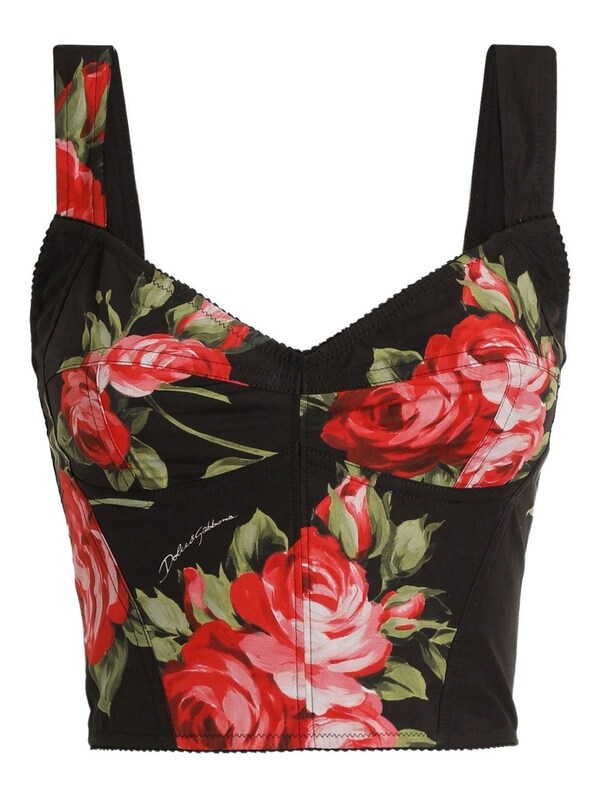  Dolce & Gabbana Dolce & Gabbana Roses Bouquet Print Bustier Top 