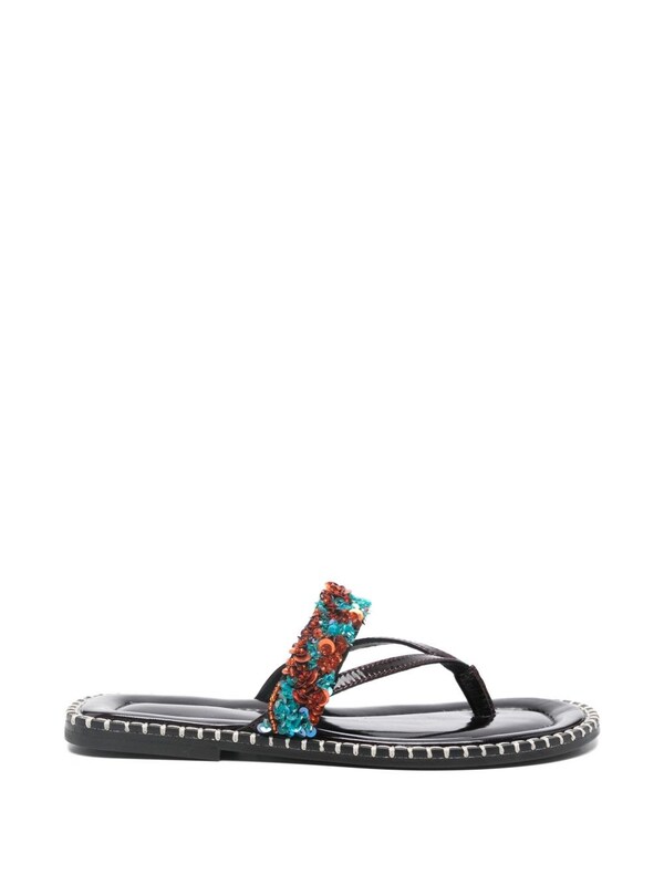 Dries Van Noten Dries Van Noten Embroidered Leather Thong Sandals 