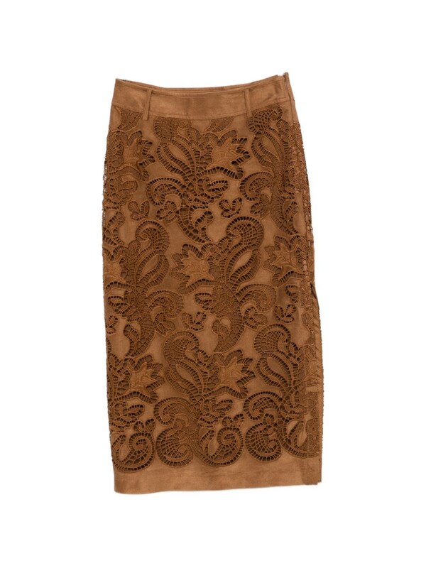  Ermanno Ermanno Suede Leather Effect Long Skirt 