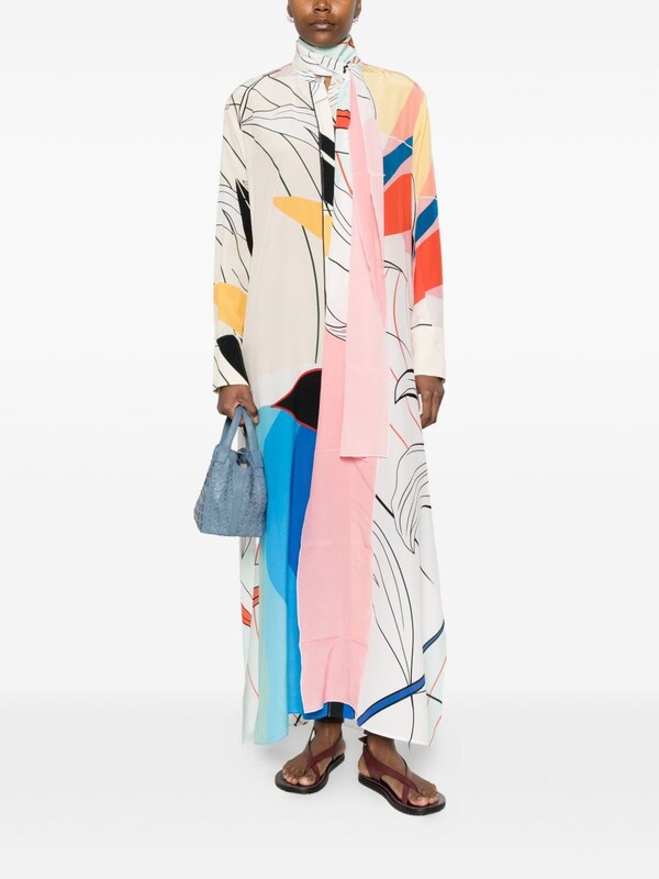  For Restless Sleepers For Restless Sleepers Printed Silk Dress 
