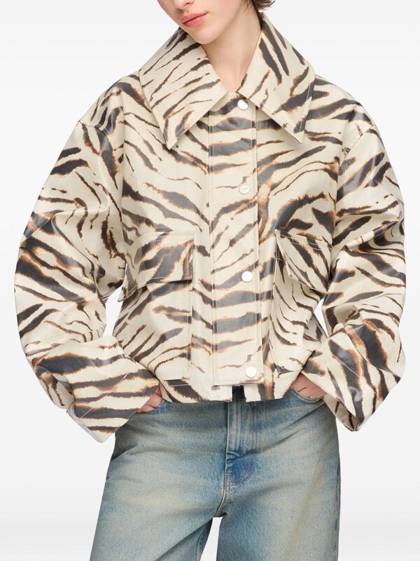  Ganni Ganni Zebra Print Cotton Blend Jacket 