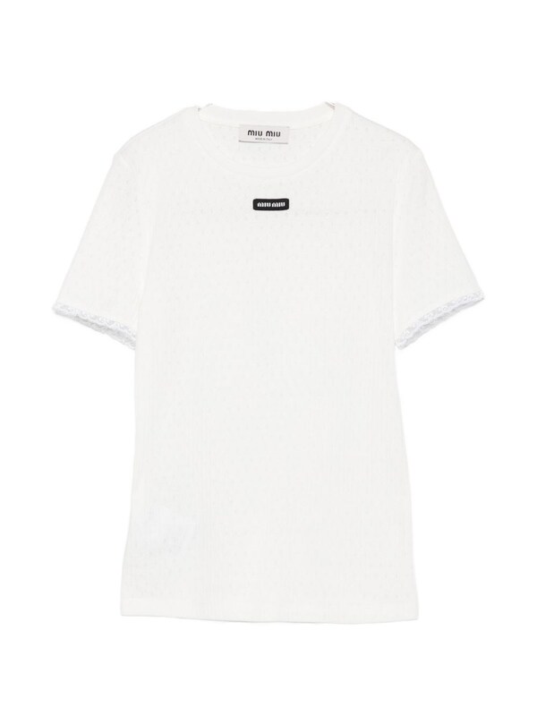  Miu Miu Miu Miu Logo Cotton T-shirt 
