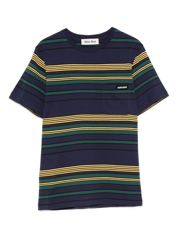  Miu Miu Miu Miu Striped Cotton T-shirt 