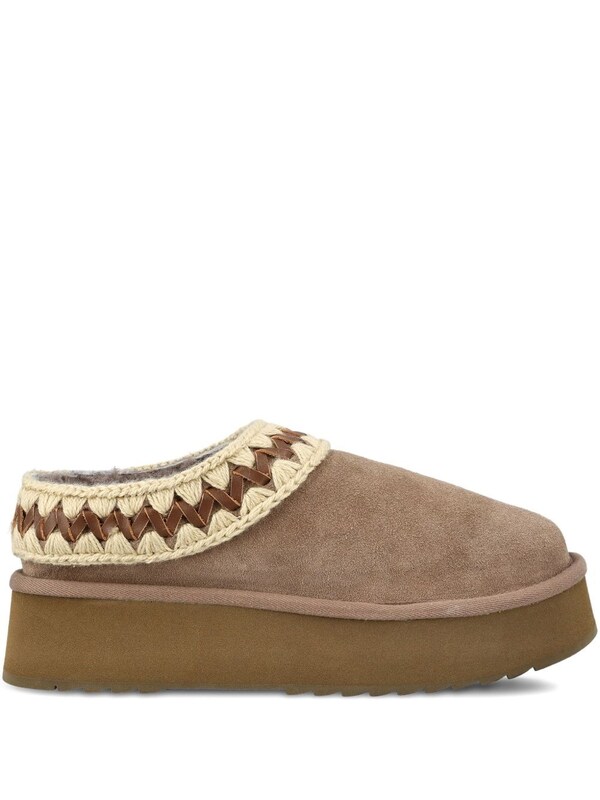  Mou Mou Platform Clog Suede Slippers 