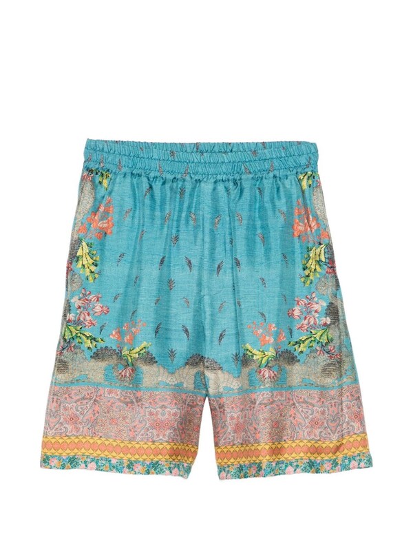  Pierre Louis Mascia Pierre Louis Mascia Printed Silk Shorts 