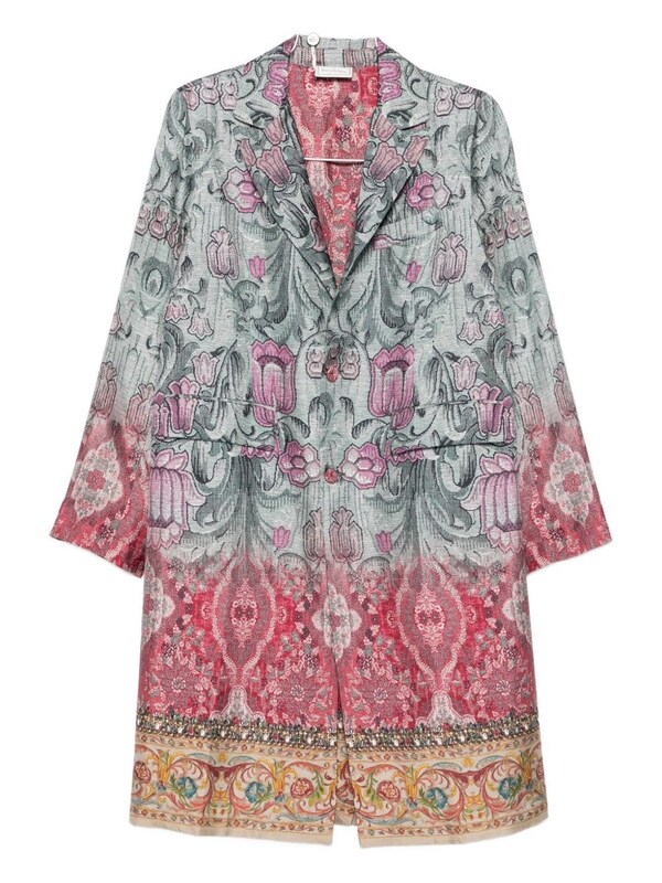  Pierre Louis Mascia Pierre Louis Mascia Silk Printed Single-breasted Coat 