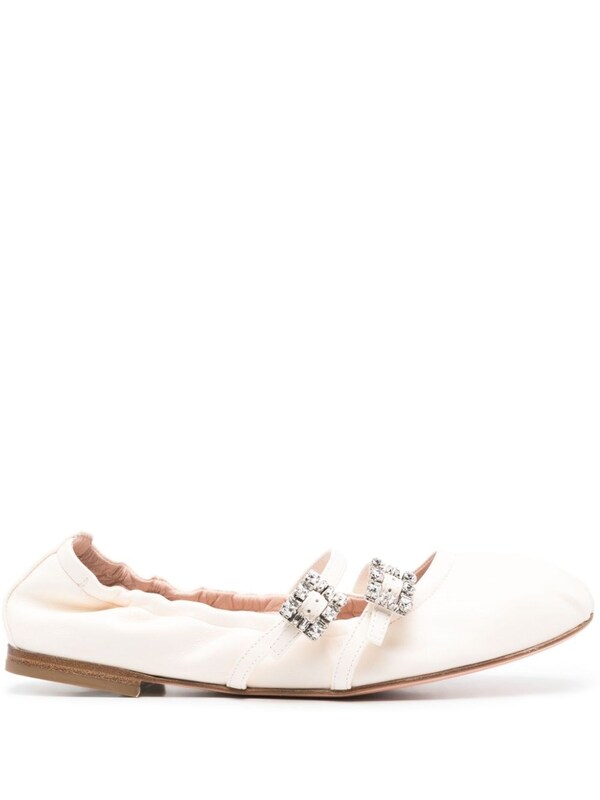  Roger Vivier Roger Vivier Mini Strap Strass Leather Ballet Flats 