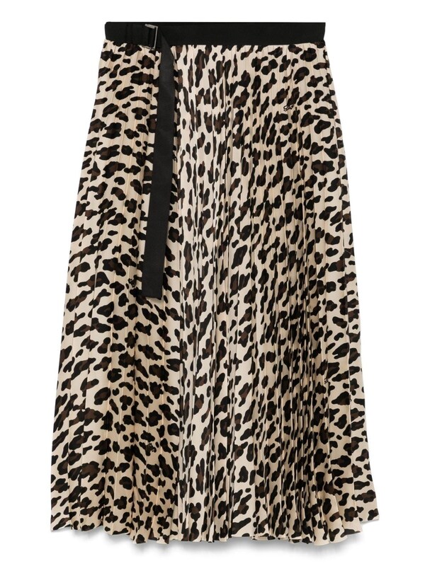  Sacai Sacai Leopard Print Midi Skirt 