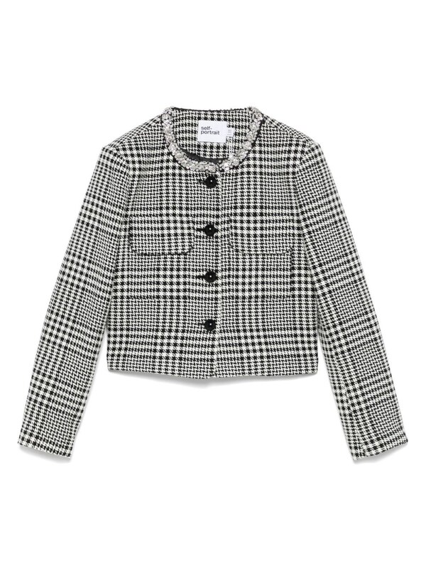  Self Portrait Self Portrait Wool Blend Checked Jacket 