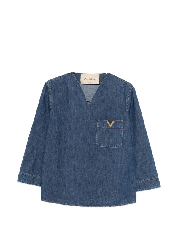  Valentino Valentino Vlogo Signature Denim Blouse 