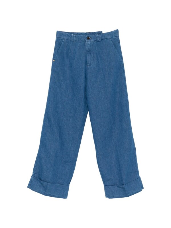  White Sand White Sand Cotton And Linen Blend Trousers 