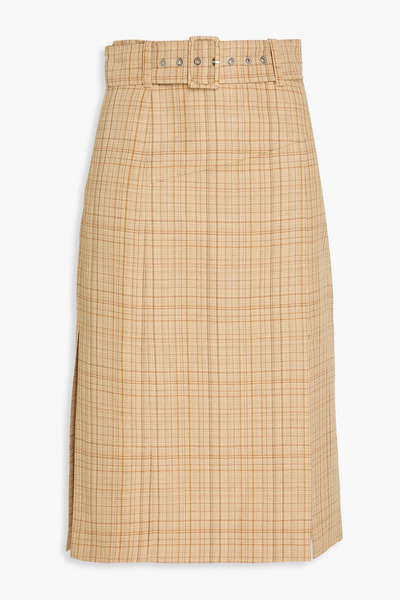  3.1 Phillip Lim - Belted Gingham Linen-blend Midi Skirt - Neutral - Us 00 