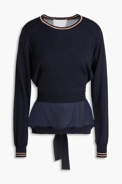  3.1 Phillip Lim - Chiffon-paneled Wool Top - Blue - M 