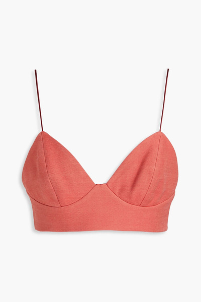  Adam Lippes - Wool And Silk-blend Canvas Bra Top - Orange - Us 8 