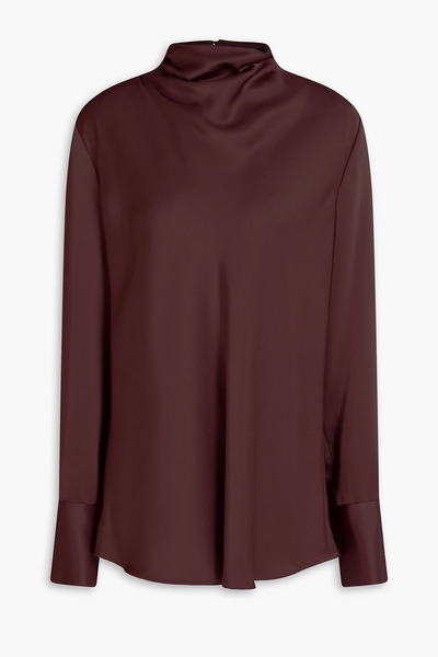  A.emery - Aitken Draped Satin Blouse - Burgundy - Uk 6 