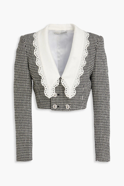  Alessandra Rich - Cropped Gingham Wool-blend Tweed Blazer - Black - It 38 