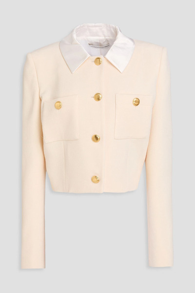  Alessandra Rich - Cropped Satin-trimmed Wool-crepe Jacket - White - It 36 