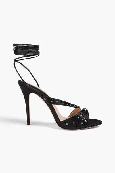  Alessandra Rich - Crystal-embellished Satin Sandals - Black - Eu 37 