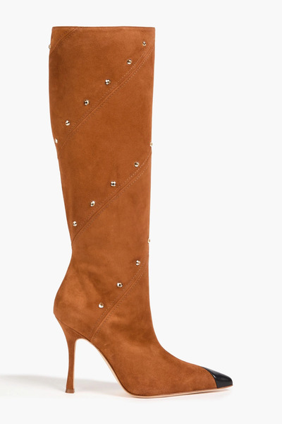  Alessandra Rich - Crystal-embellished Suede Knee Boots - Brown - Eu 36 