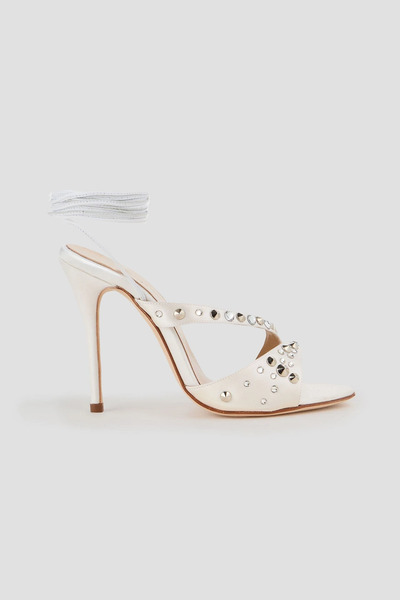  Alessandra Rich - Embellished Satin Sandals - White - Eu 37 