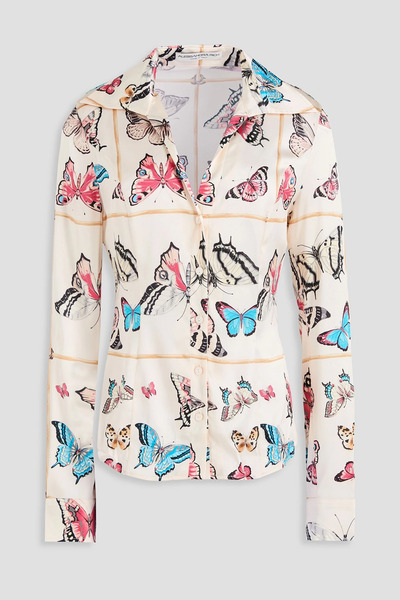  Alessandra Rich - Printed Stretch-silk Satin Shirt - White - It 38 