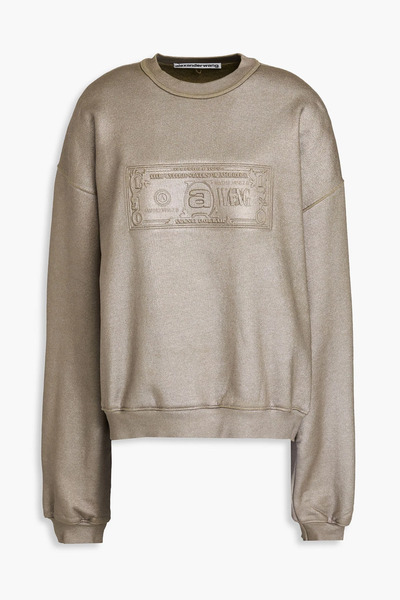  Alexander Wang - Embossed Metallic French Cotton-terry Sweatshirt - Neutral - Xl 