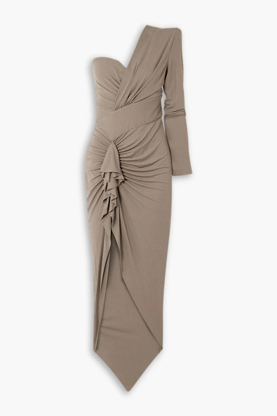  Alexandre Vauthier - Asymmetric One-sleeve Ruffled Stretch-jersey Maxi Dress - Neutral - Fr 38 