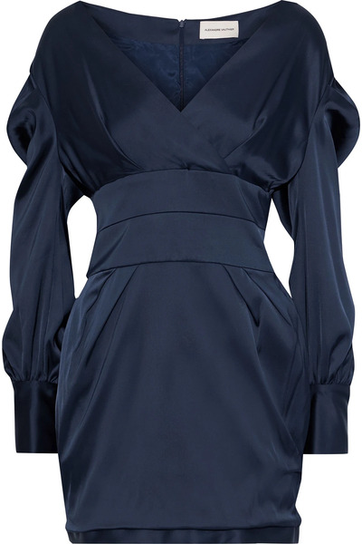  Alexandre Vauthier - Pleated Satin Mini Dress - Blue - Fr 38 