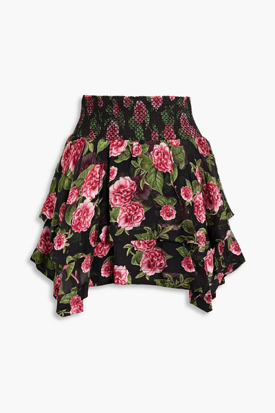  Alice Olivia - Zarya Smocked Devoré-chiffon Mini Skirt - Pink - Us 12 