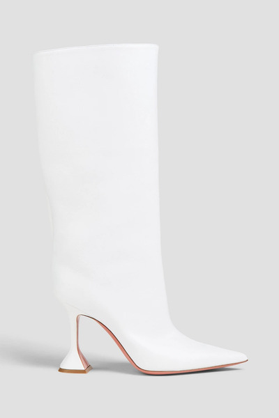  Amina Muaddi - Fiona 95 Leather Boots - White - Eu 37 