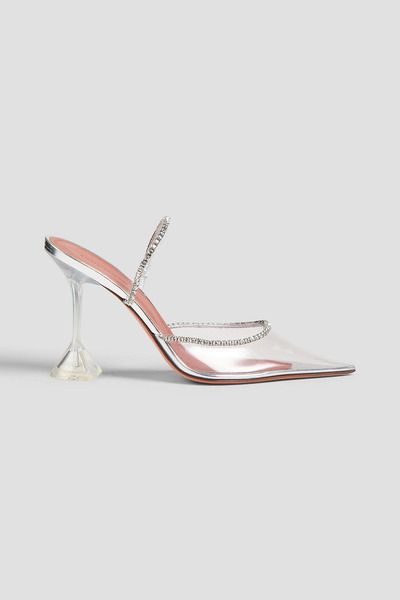  Amina Muaddi - Gilda Glass Crystal-embellished Pvc Mules - White - Eu 35 