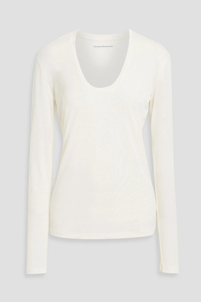  Another Tomorrow - Lyocell-jersey Top - White - Xl 
