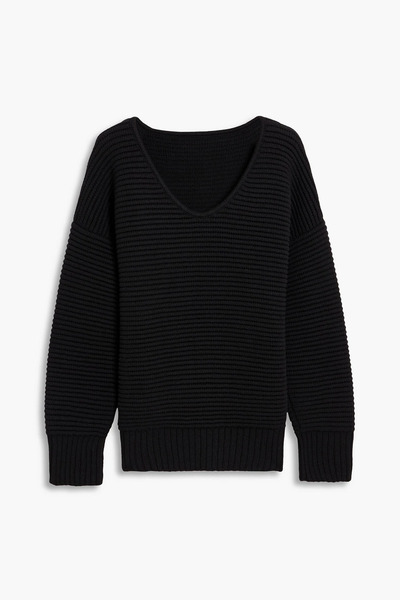  Another Tomorrow - Ribbed Merino Wool-blend Sweater - Black - Xs 